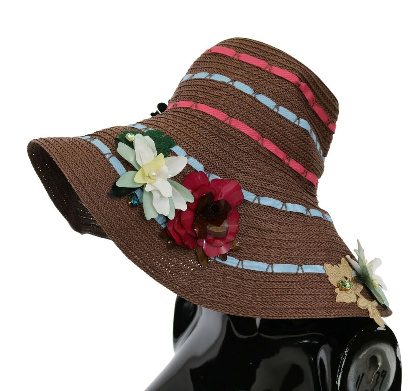 Dolce &amp; Gabbana Brown Knitted Straw Floral Hat