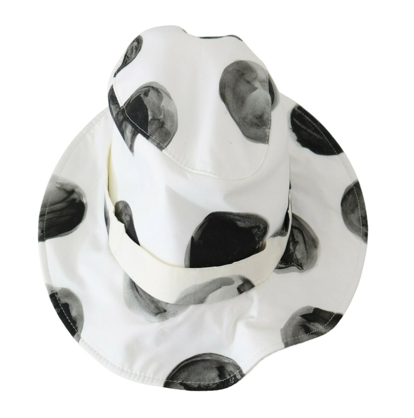 Dolce &amp; Gabbana White Cotton Big Polka Dot Pattern Bucket Hat