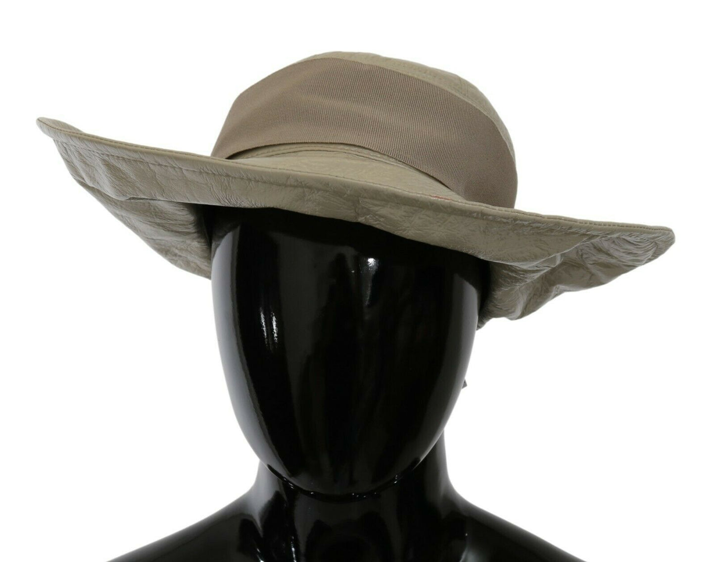 Dolce &amp; Gabbana Beige 100% Lamb Leather Wide Brim Panama Hat