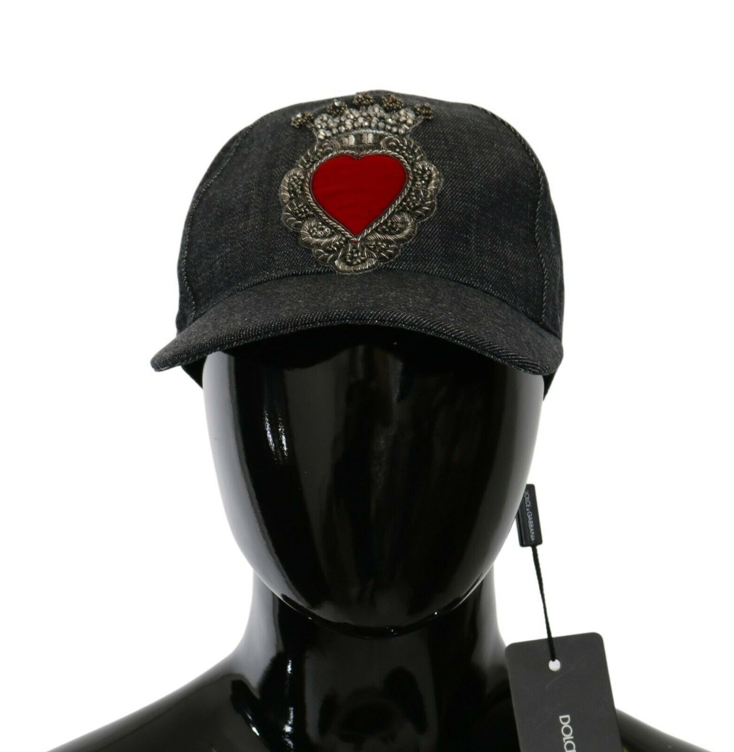 Dolce &amp; Gabbana Blue Denim Embroidered Heart Design Cap