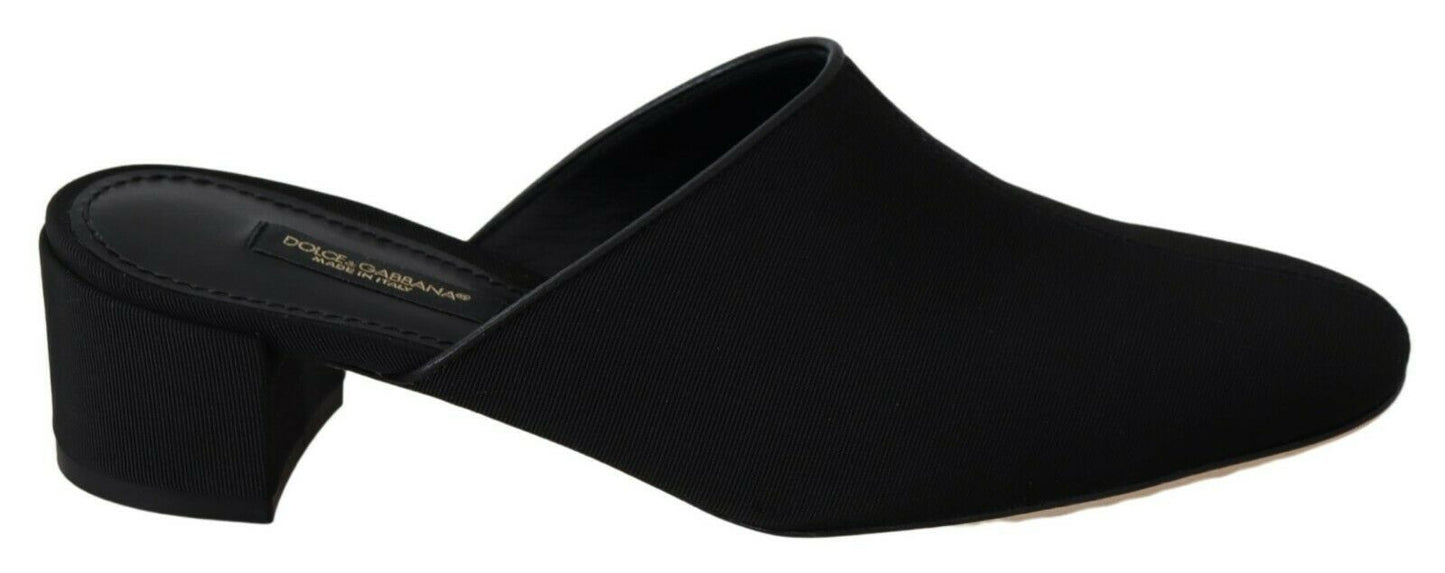 Dolce &amp; Gabbana Black Grosgrain Slides Sandals Pambabaeng Sapatos