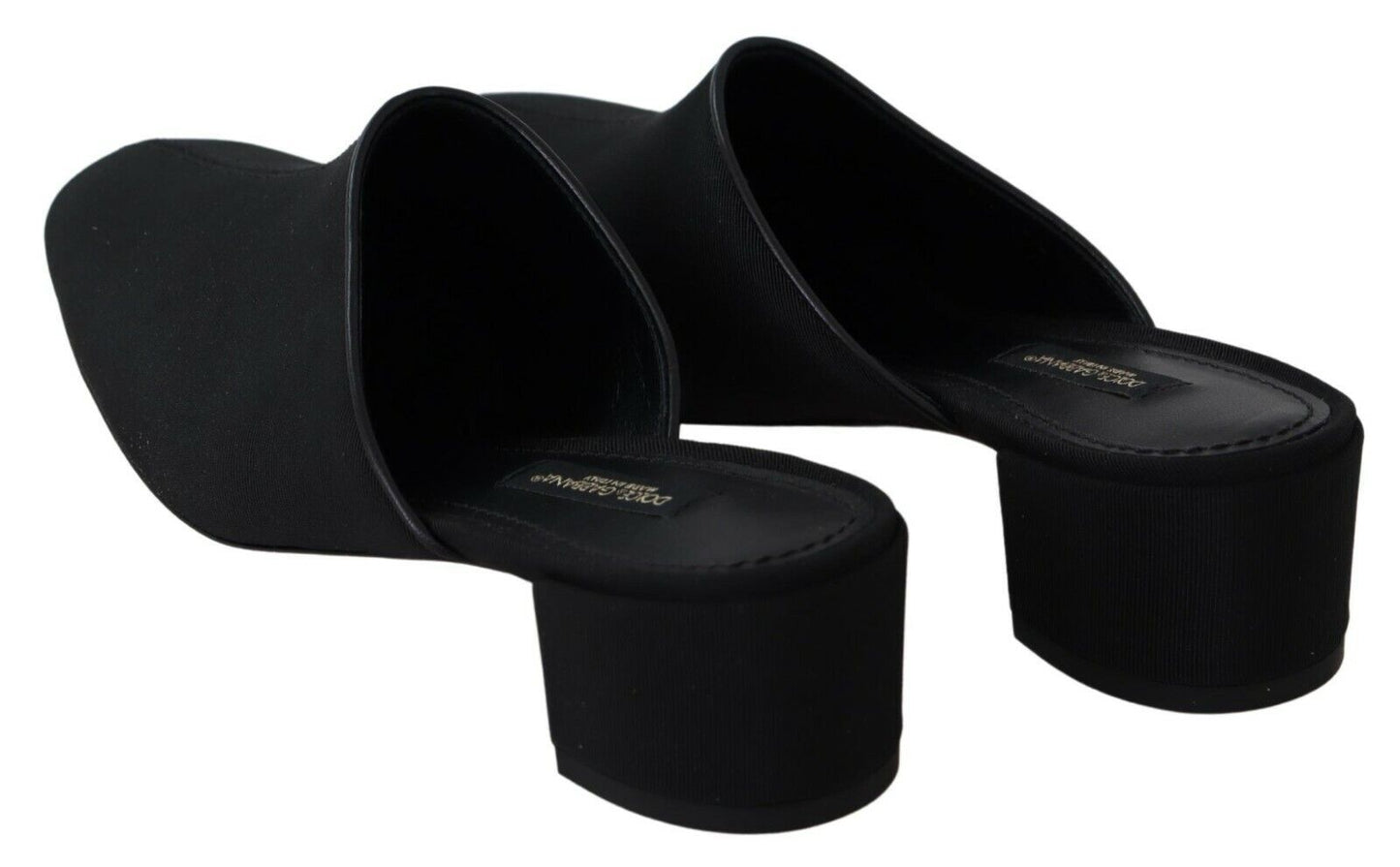 Dolce &amp; Gabbana Black Grosgrain Slides Sandals Pambabaeng Sapatos