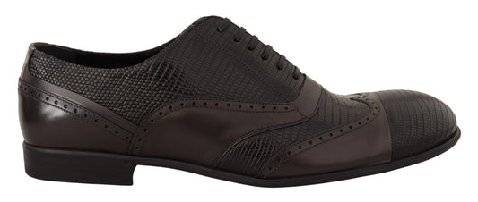 Dolce &amp; Gabbana Brown Lizard Skin Leather Oxford Dress Shoes