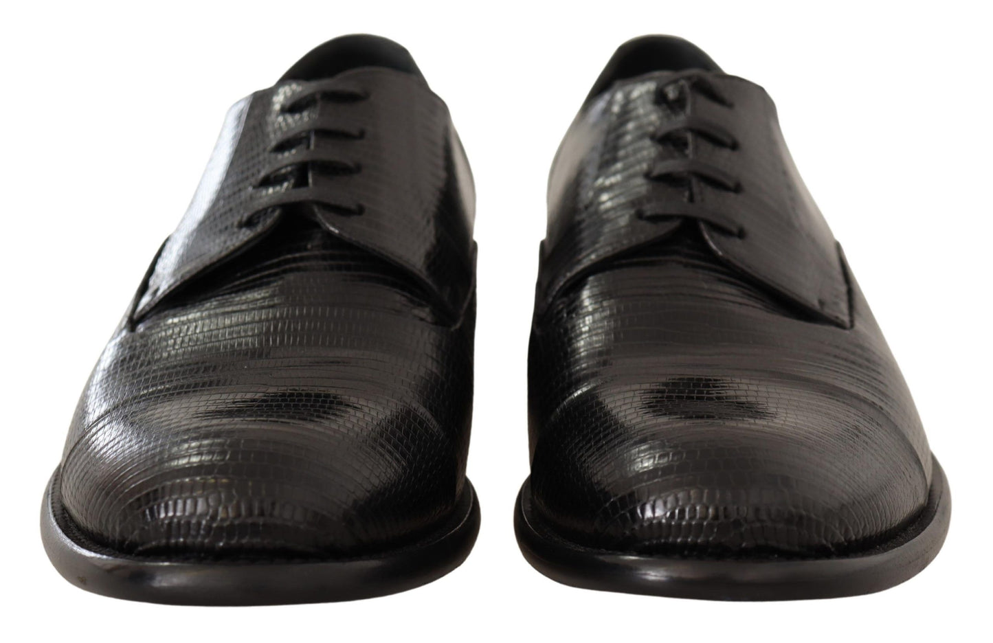 Dolce &amp; Gabbana Black Lizard Leather Derby Dress Shoes