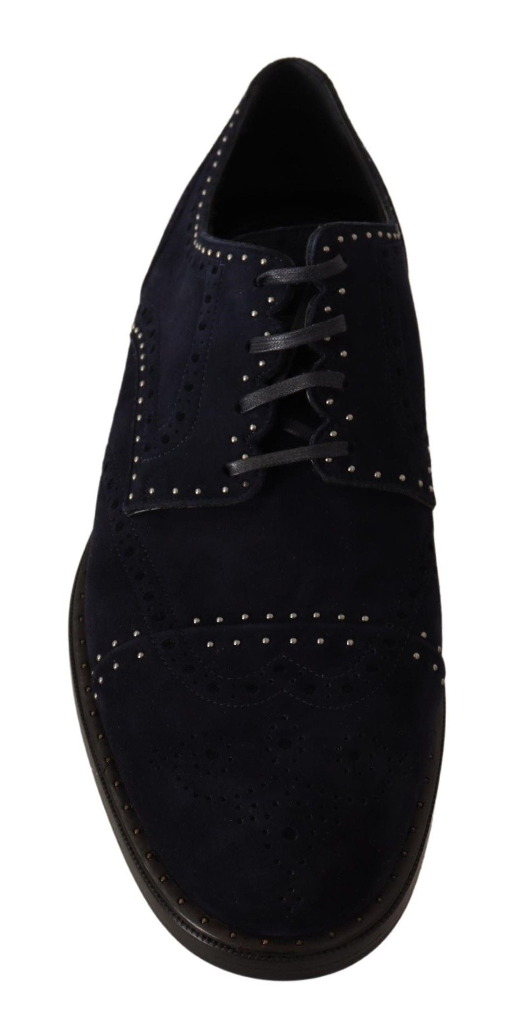 Dolce &amp; Gabbana Blue Suede Leather Derby Studded Shoes