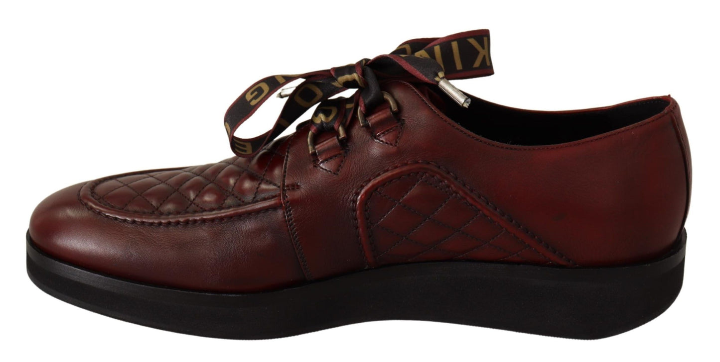 Dolce &amp; Gabbana Red Leather Lace Up Dress Formal Shoes