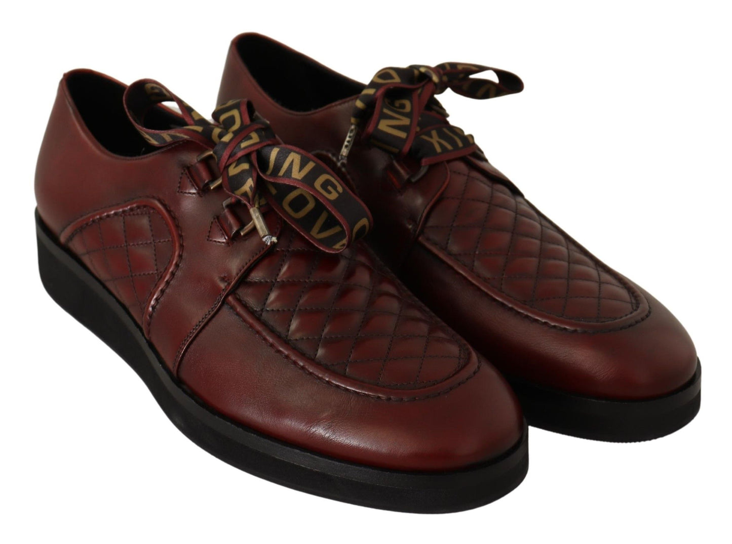 Dolce &amp; Gabbana Red Leather Lace Up Dress Formal Shoes