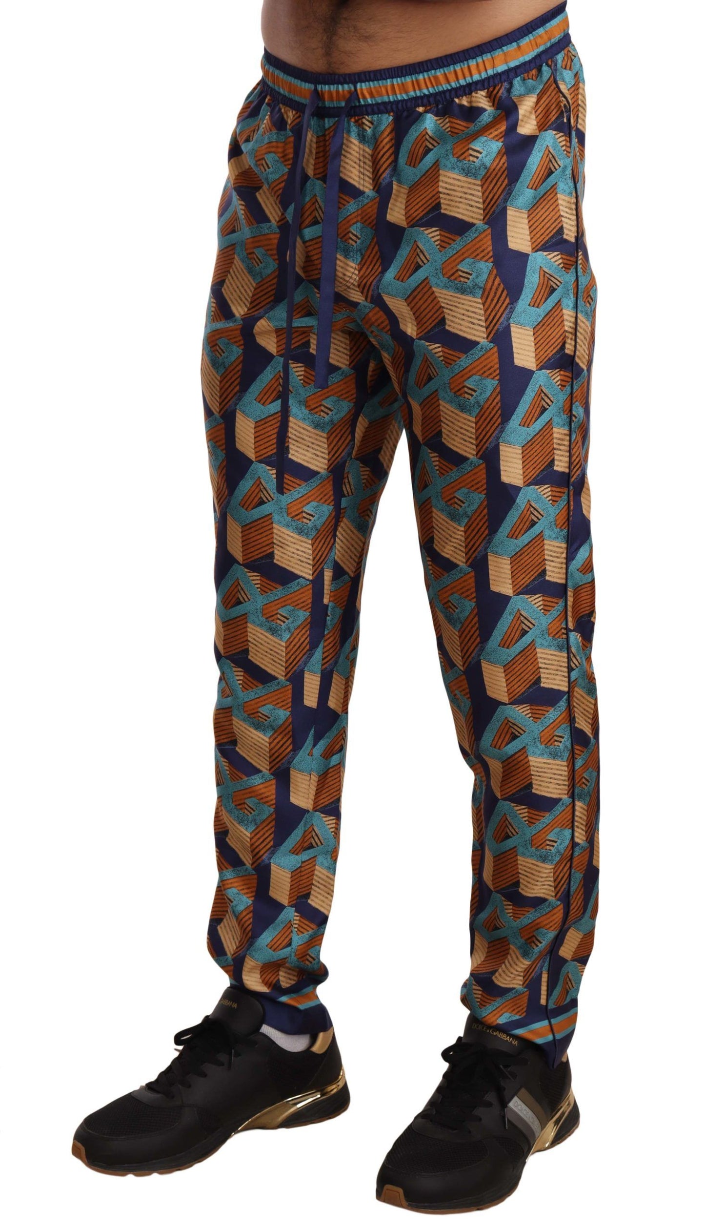 Dolce &amp; Gabbana Multicolored Patterned Joggers Silk Pants