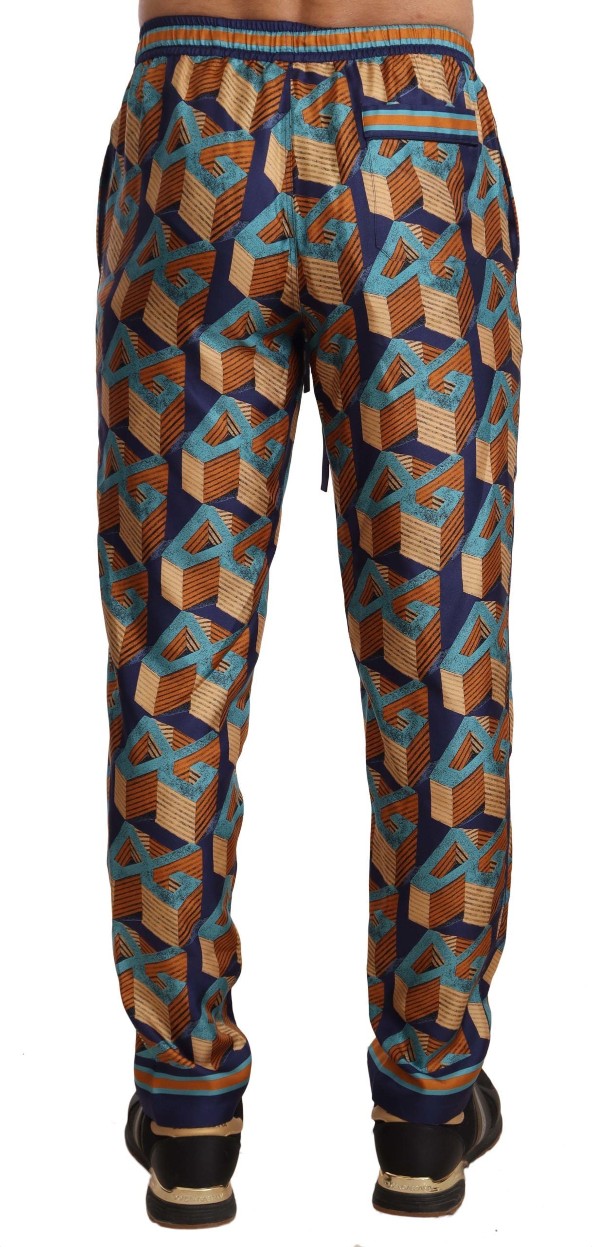 Dolce &amp; Gabbana Multicolored Patterned Joggers Silk Pants