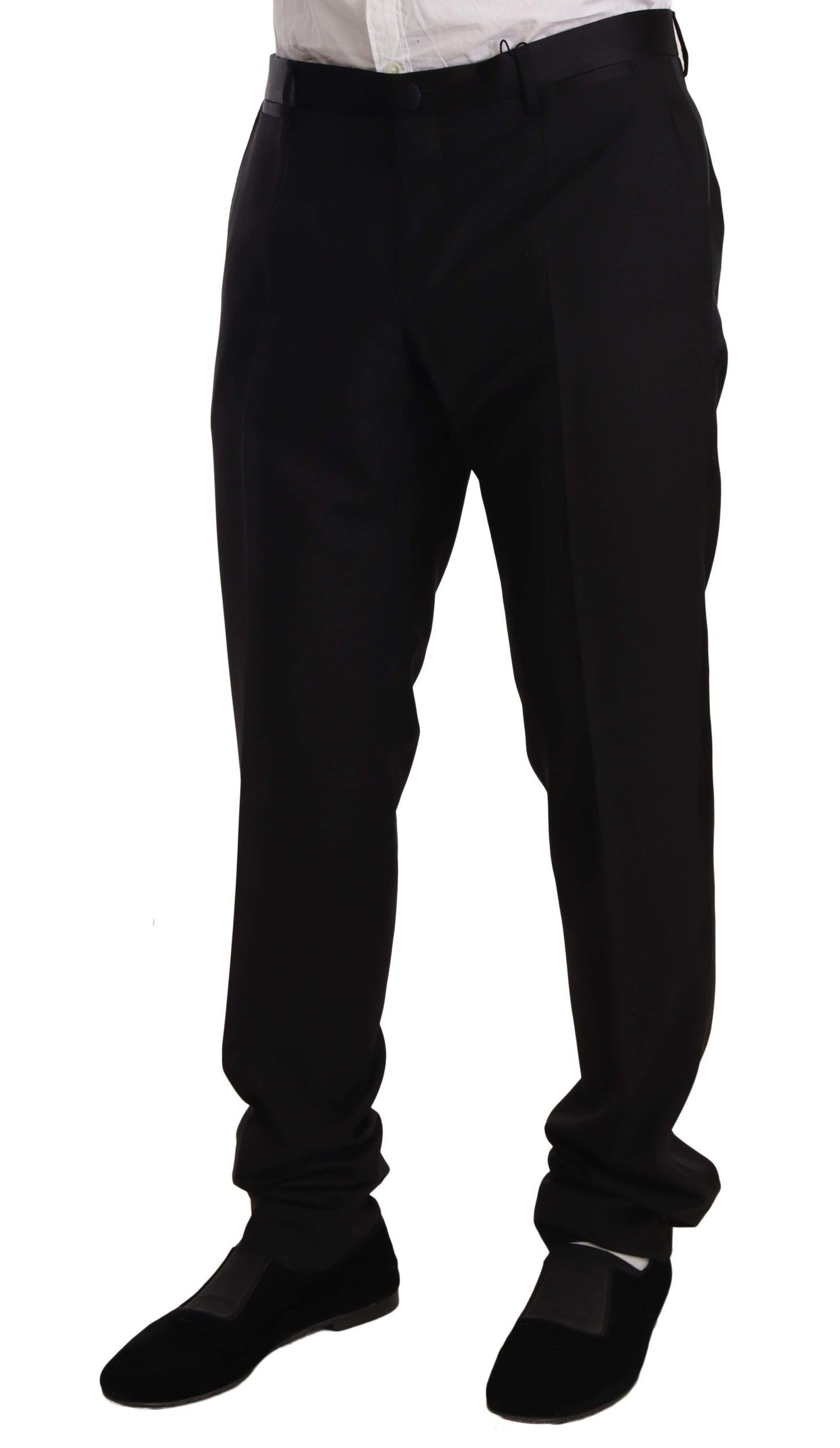 Dolce &amp; Gabbana Black Wool Formal Tuxedo Trouser Pants