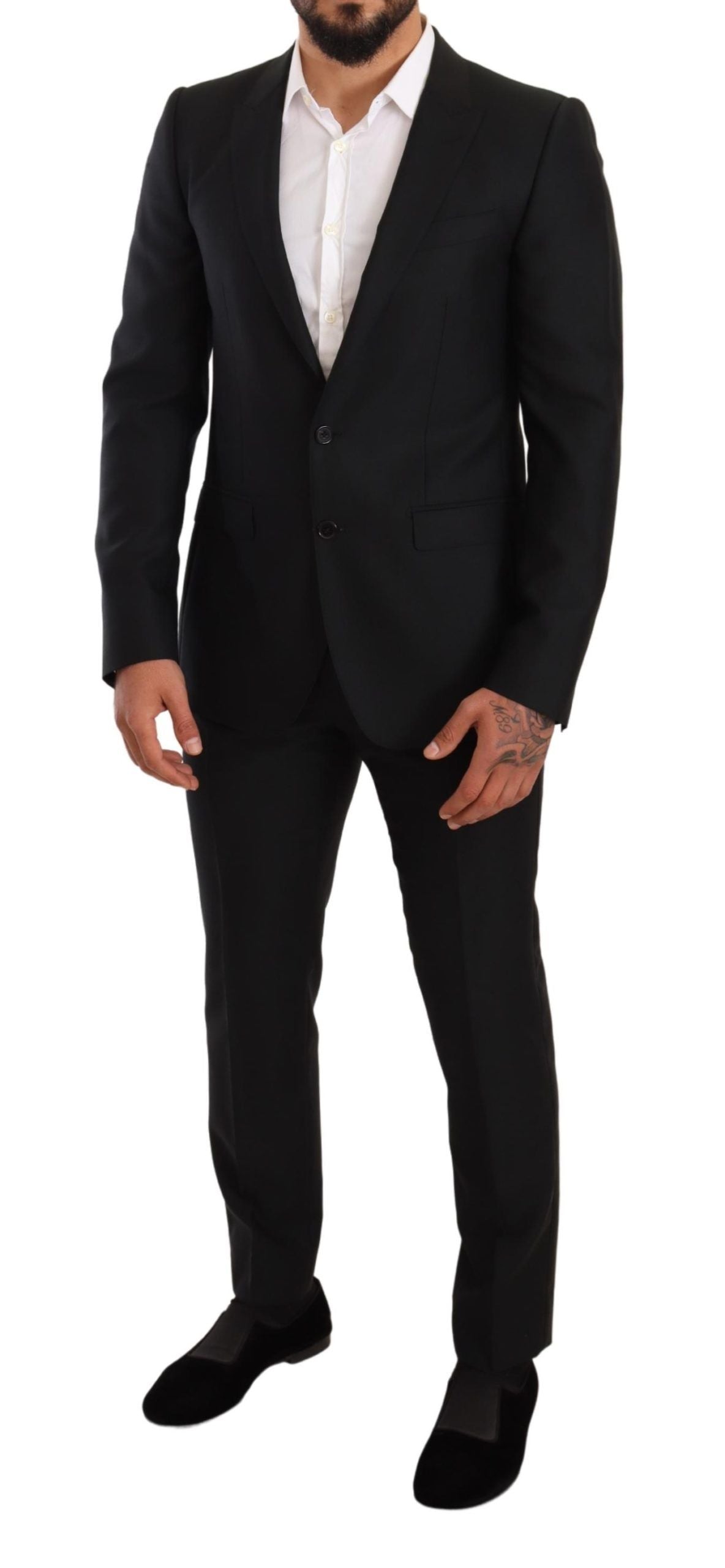 Dolce &amp; Gabbana Black Wool Slim 2 Piece Set MARTINI suit