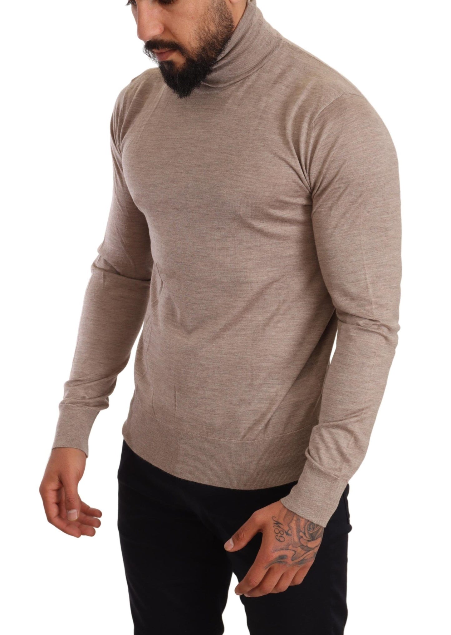 Dolce &amp; Gabbana Beige Cashmere Turtleneck Pullover Sweater