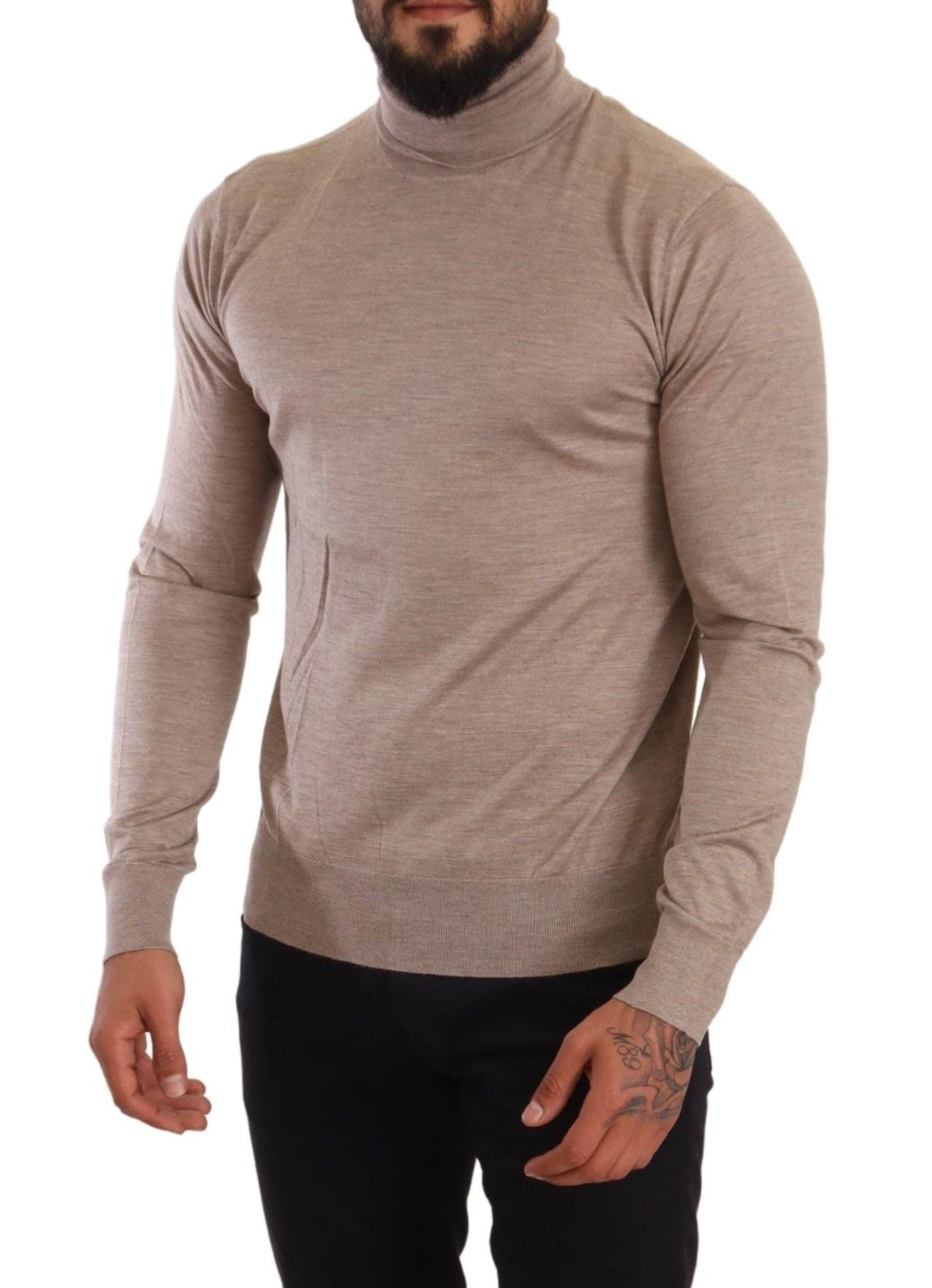 Dolce &amp; Gabbana Beige Cashmere Turtleneck Pullover Sweater