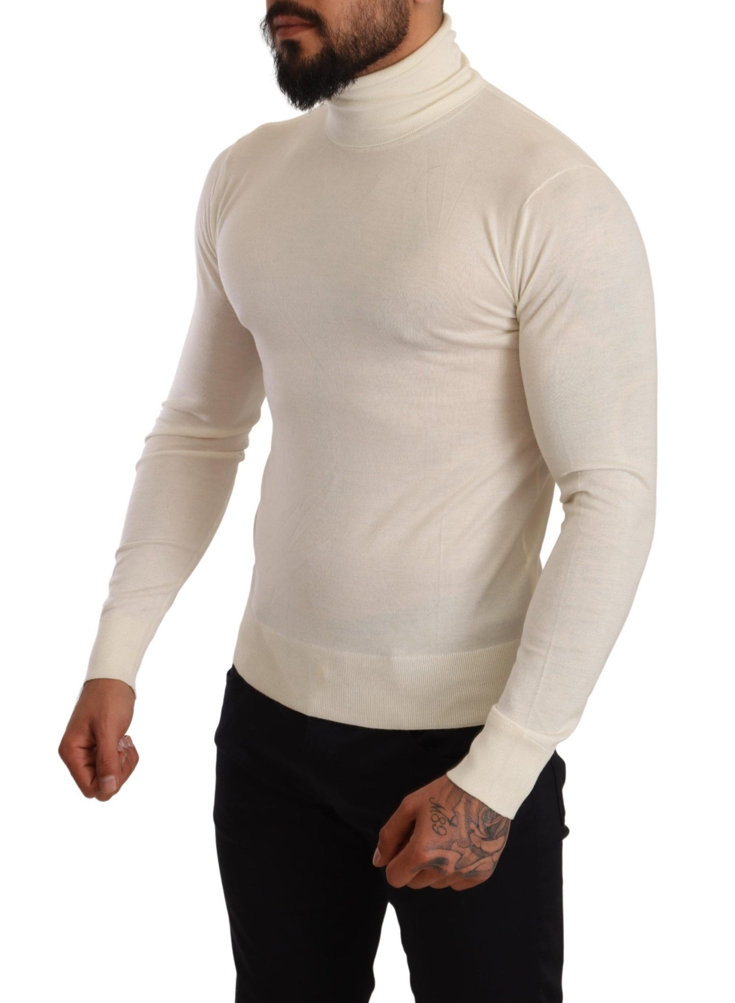 Dolce &amp; Gabbana Cream Cashmere Turtleneck Pullover Sweater