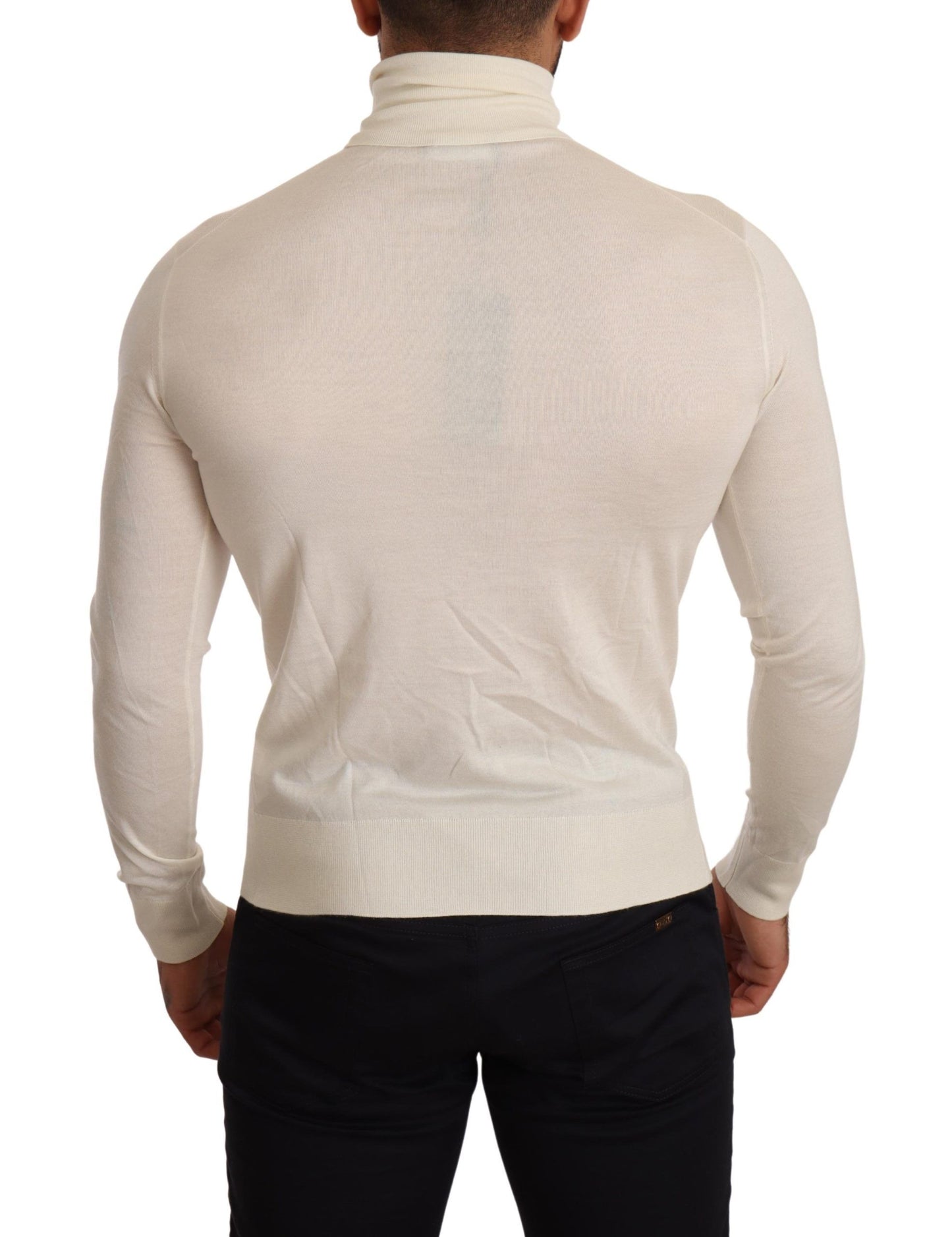 Dolce &amp; Gabbana Cream Cashmere Turtleneck Pullover Sweater