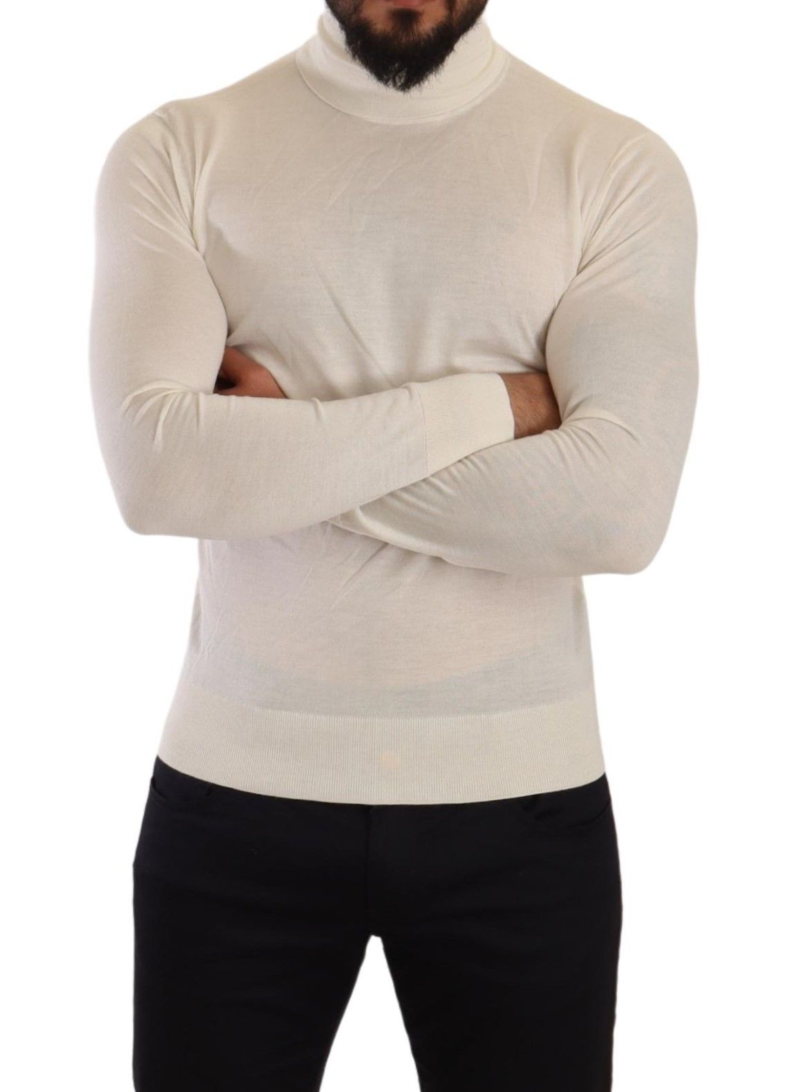 Dolce &amp; Gabbana Cream Cashmere Turtleneck Pullover Sweater