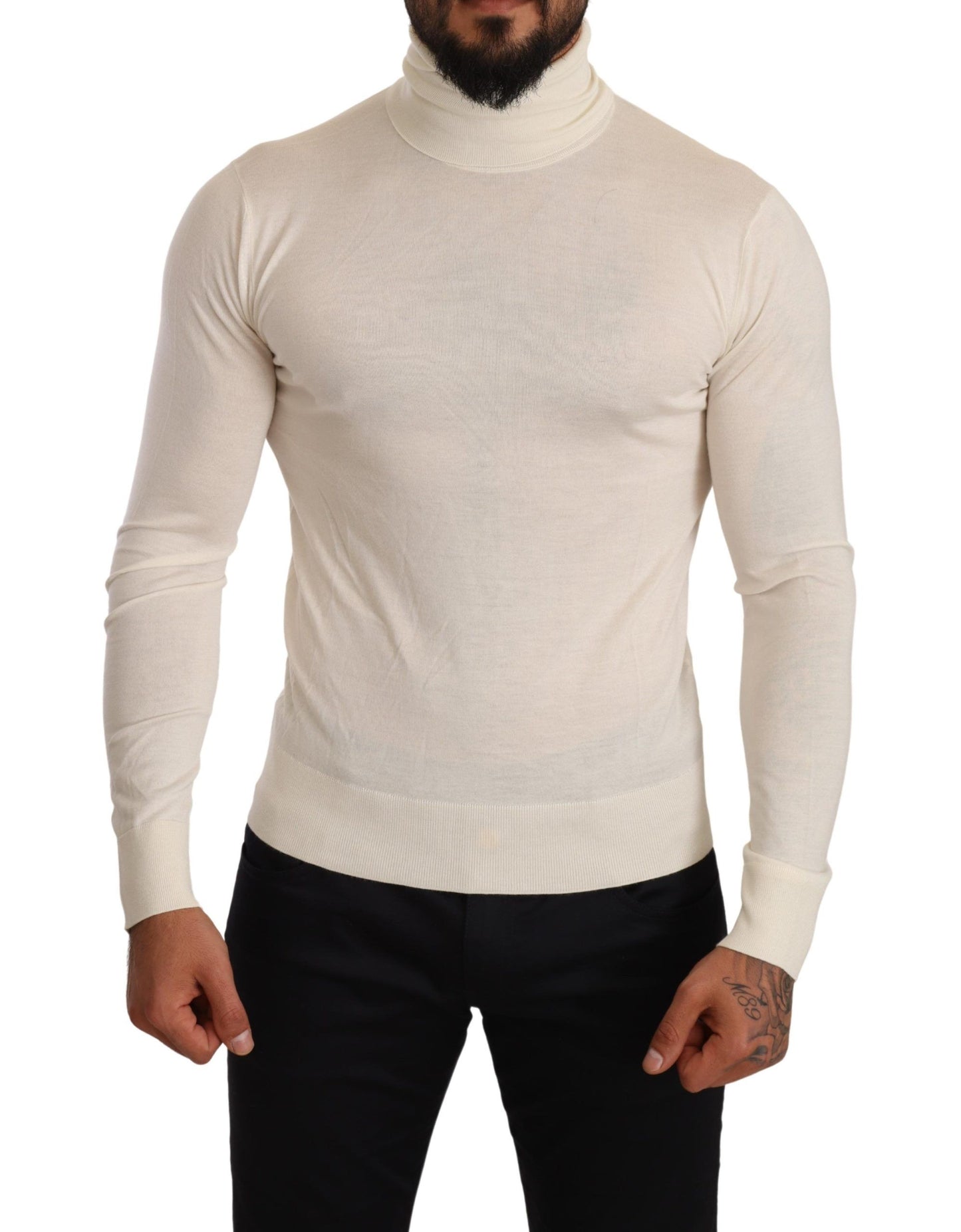 Dolce &amp; Gabbana Cream Cashmere Turtleneck Pullover Sweater