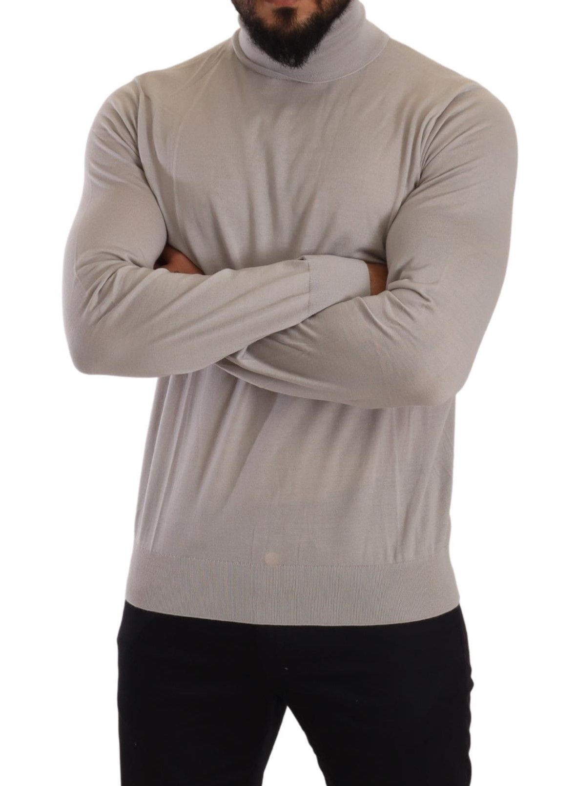 Dolce &amp; Gabbana Grey Cashmere Turtleneck Pullover Sweater