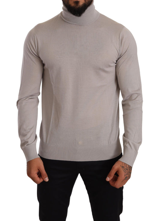 Dolce &amp; Gabbana Grey Cashmere Turtleneck Pullover Sweater