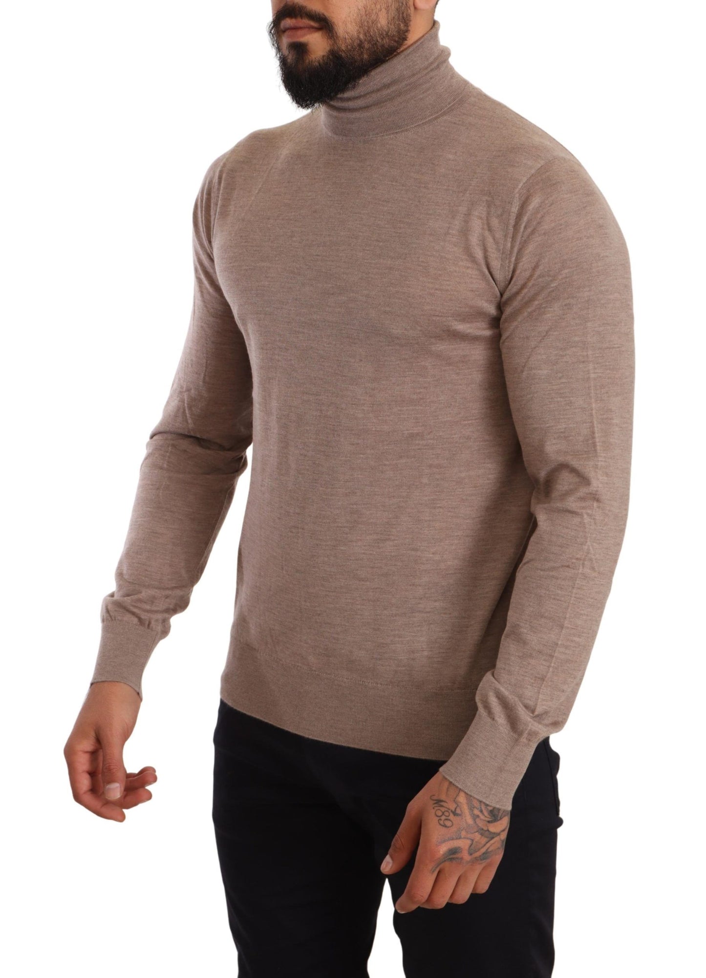 Dolce &amp; Gabbana Brown Cashmere Turtleneck Pullover Sweater