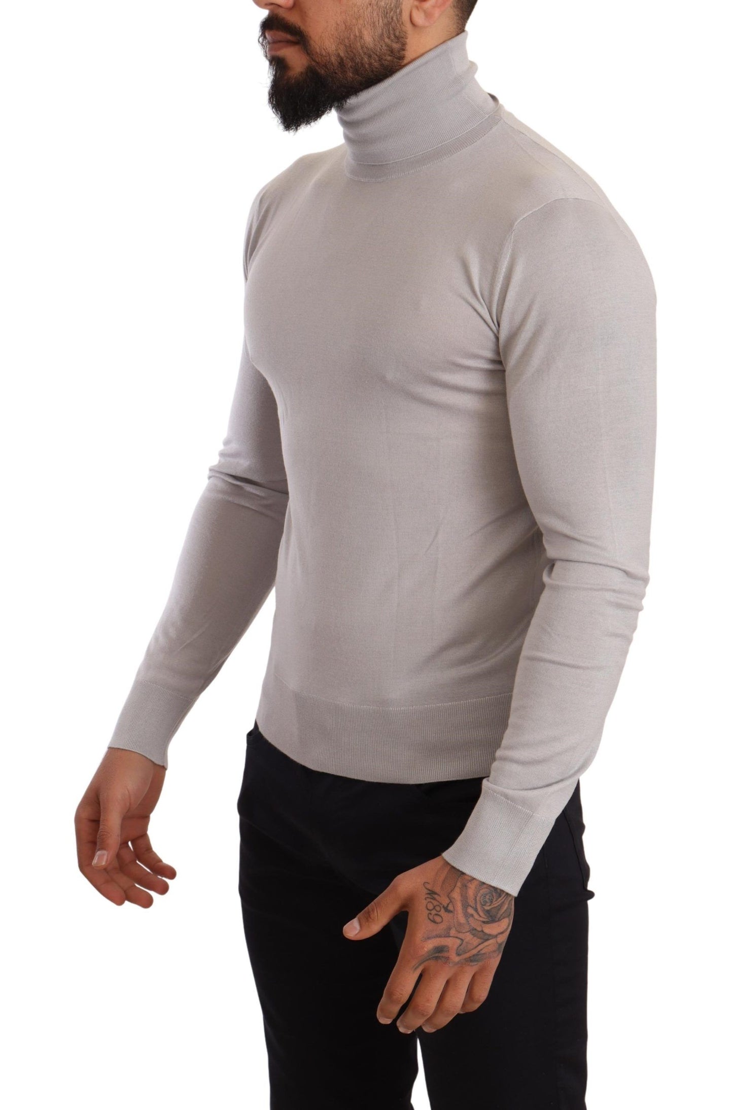 Dolce &amp; Gabbana Grey Cashmere Turtleneck Pullover Sweater