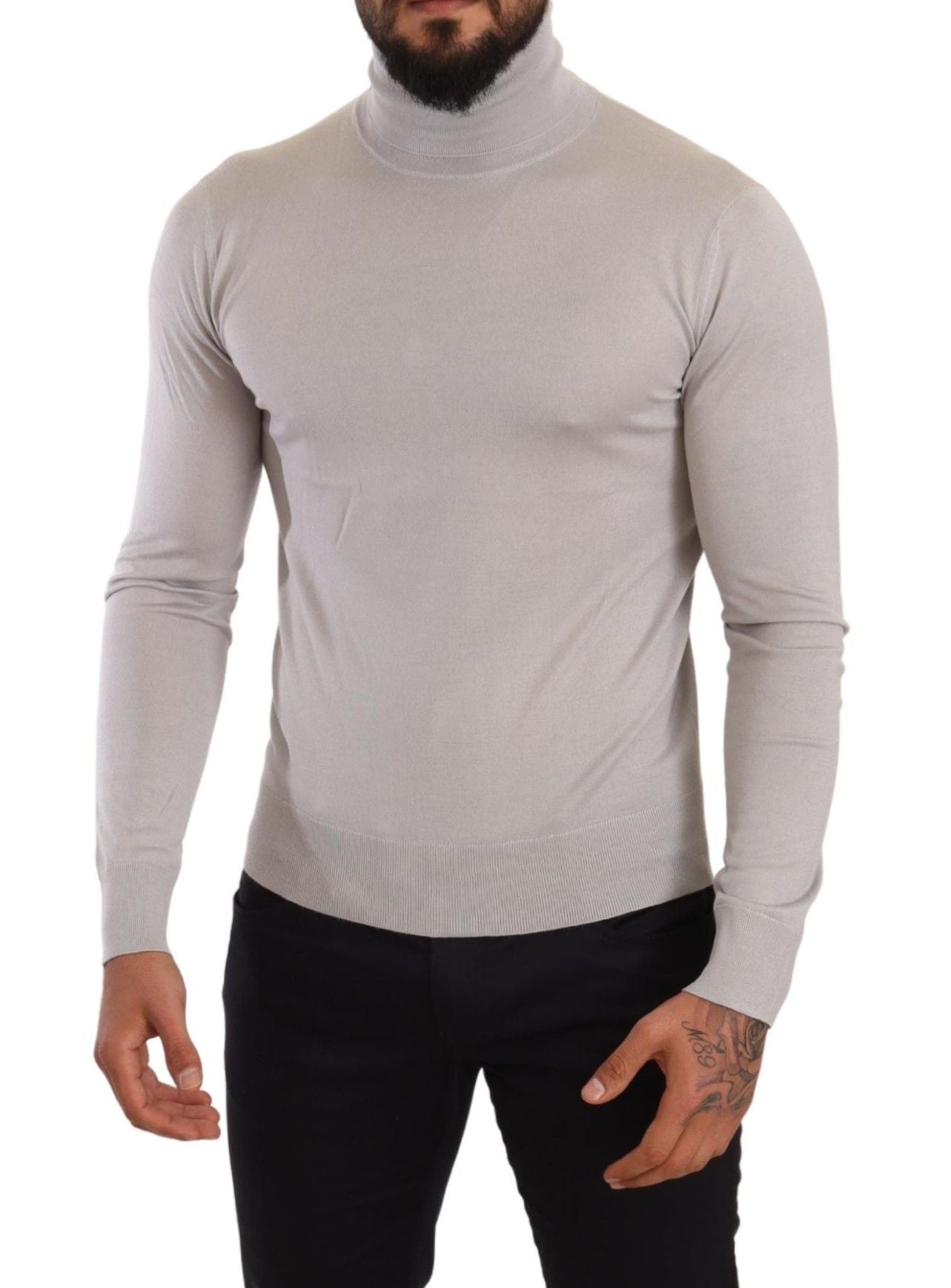 Dolce &amp; Gabbana Grey Cashmere Turtleneck Pullover Sweater