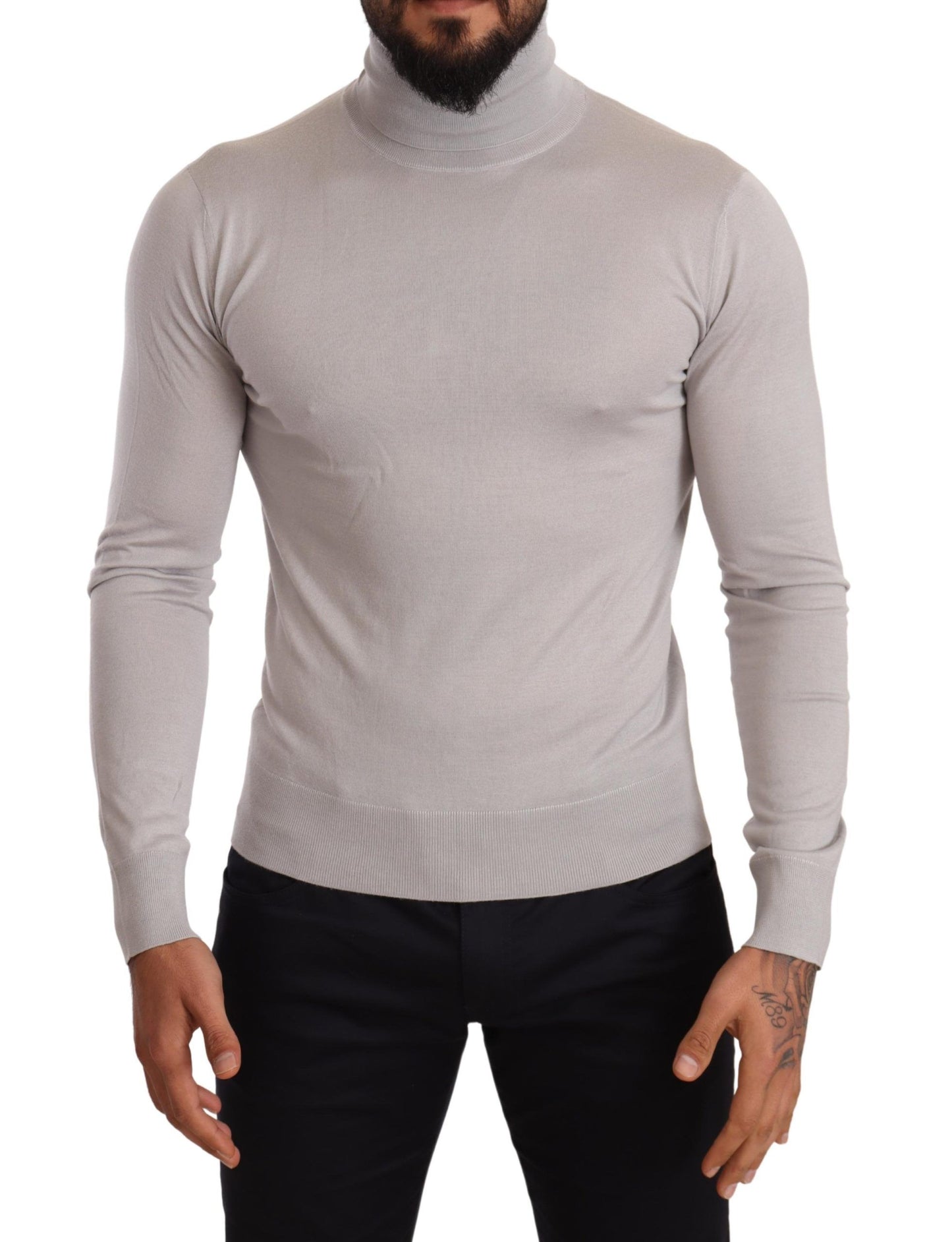 Dolce &amp; Gabbana Grey Cashmere Turtleneck Pullover Sweater