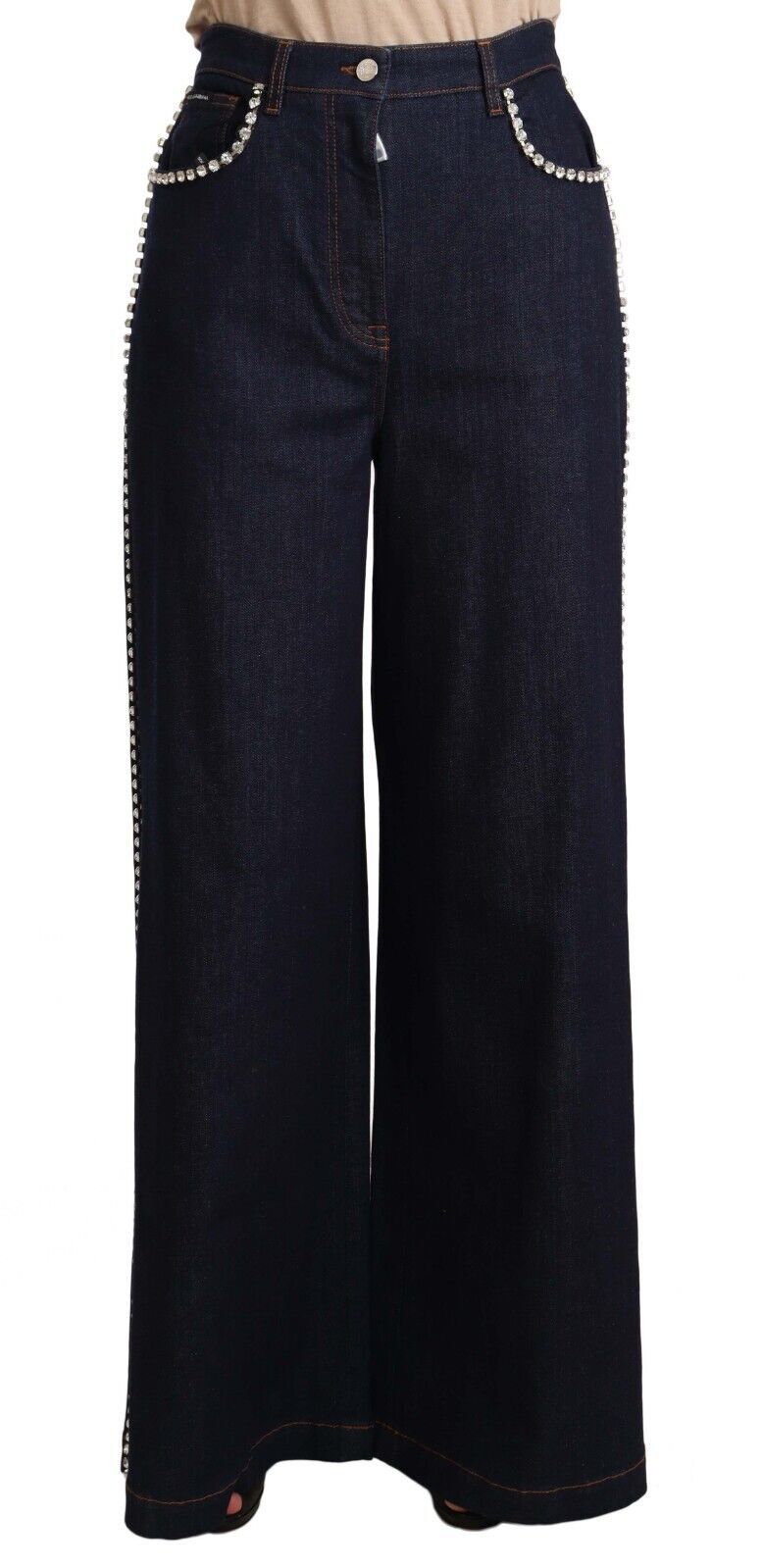 Dolce &amp; Gabbana Dark Blue Crystal Embellished Flare Jeans