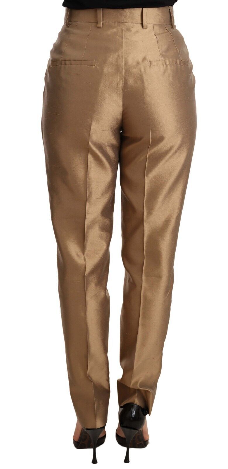 Dolce &amp; Gabbana Gold Silk Tapered Trouser Metallic Pants