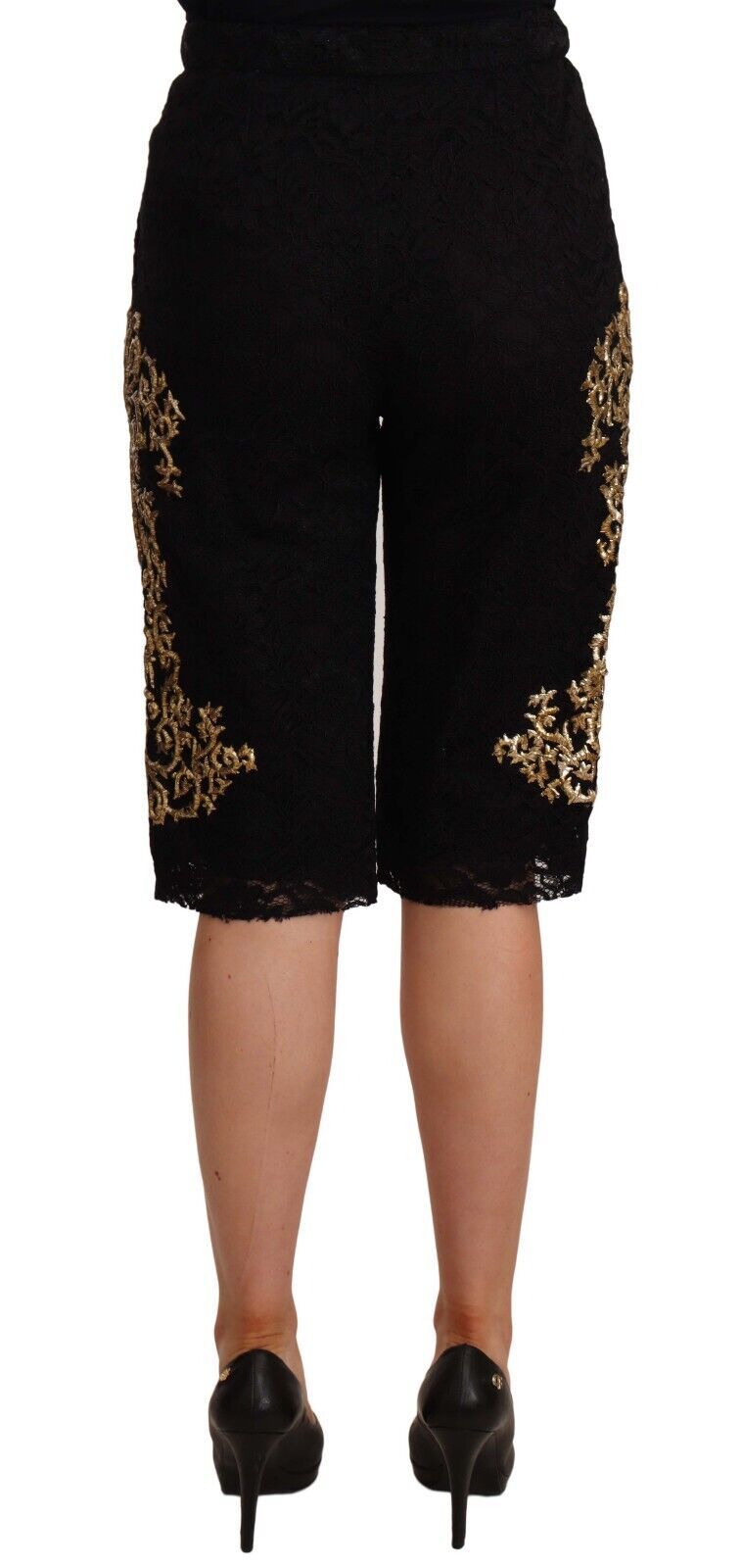 Dolce &amp; Gabbana Black Lace Gold Baroque SPECIAL PIECE Shorts