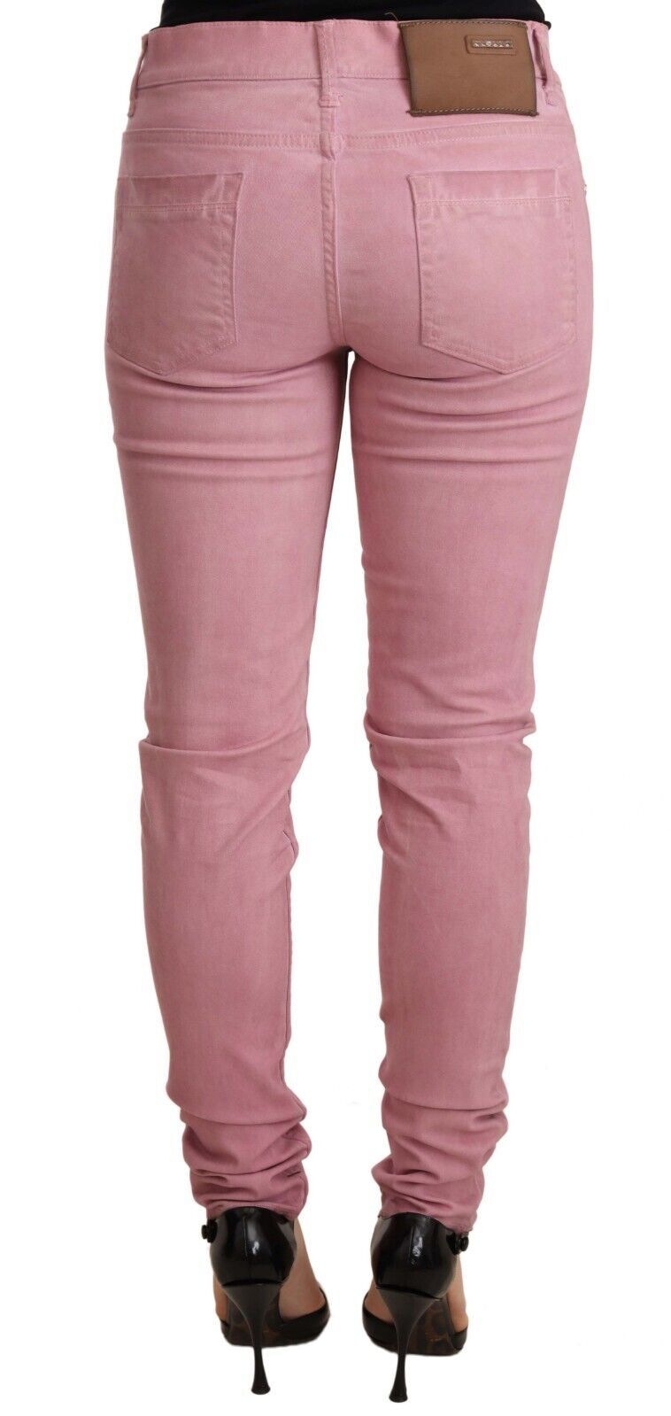 Acht Pink Cotton Slim Fit Damen Denim Skinny Hose