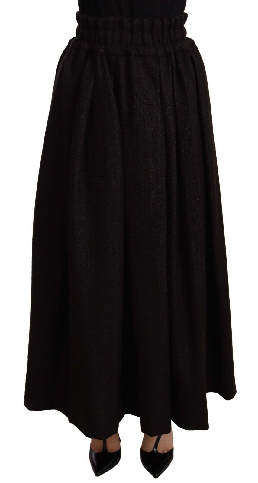 Dolce &amp; Gabbana Black Wool High Waist Maxi PIECE Skirt