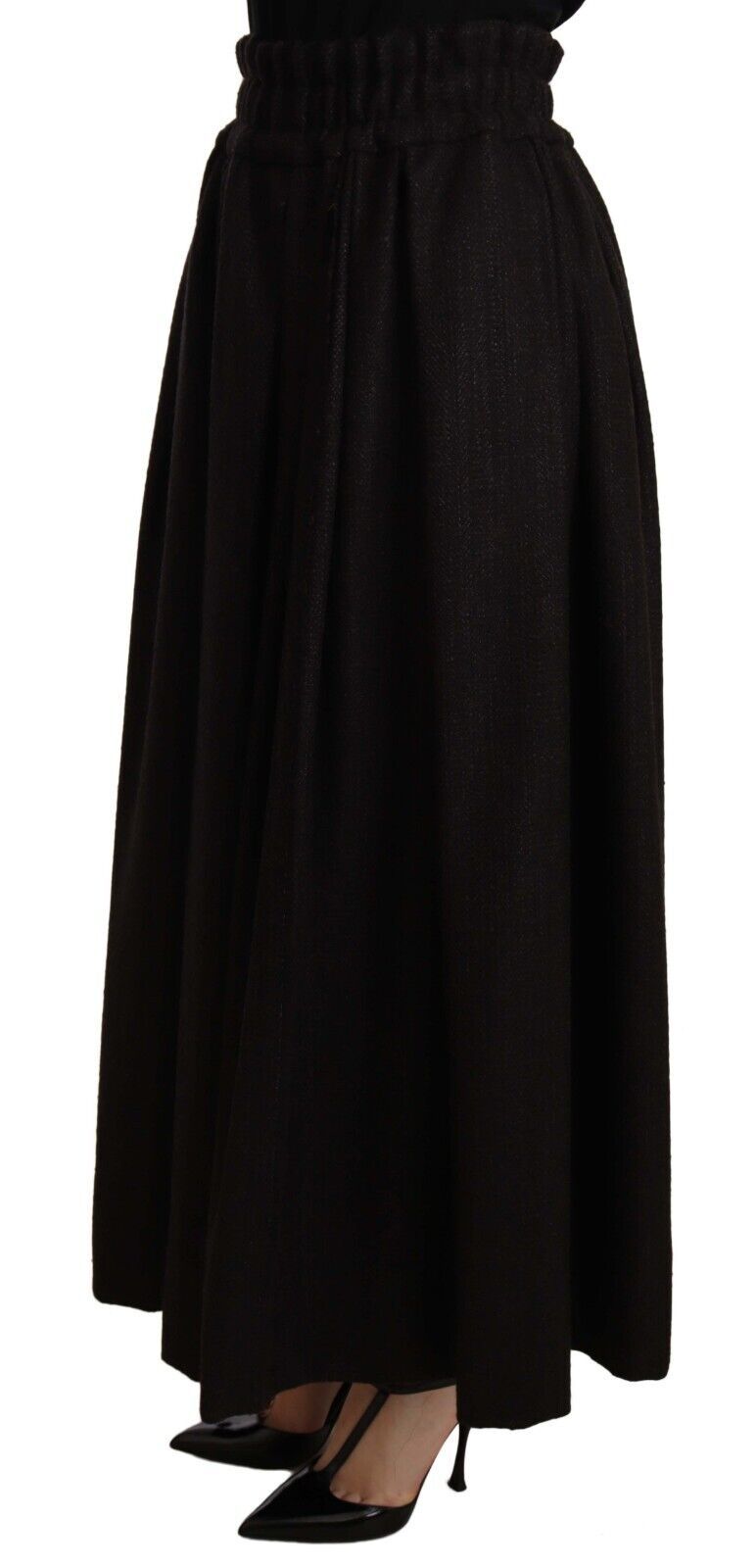 Dolce &amp; Gabbana Black Wool High Waist Maxi PIECE Skirt