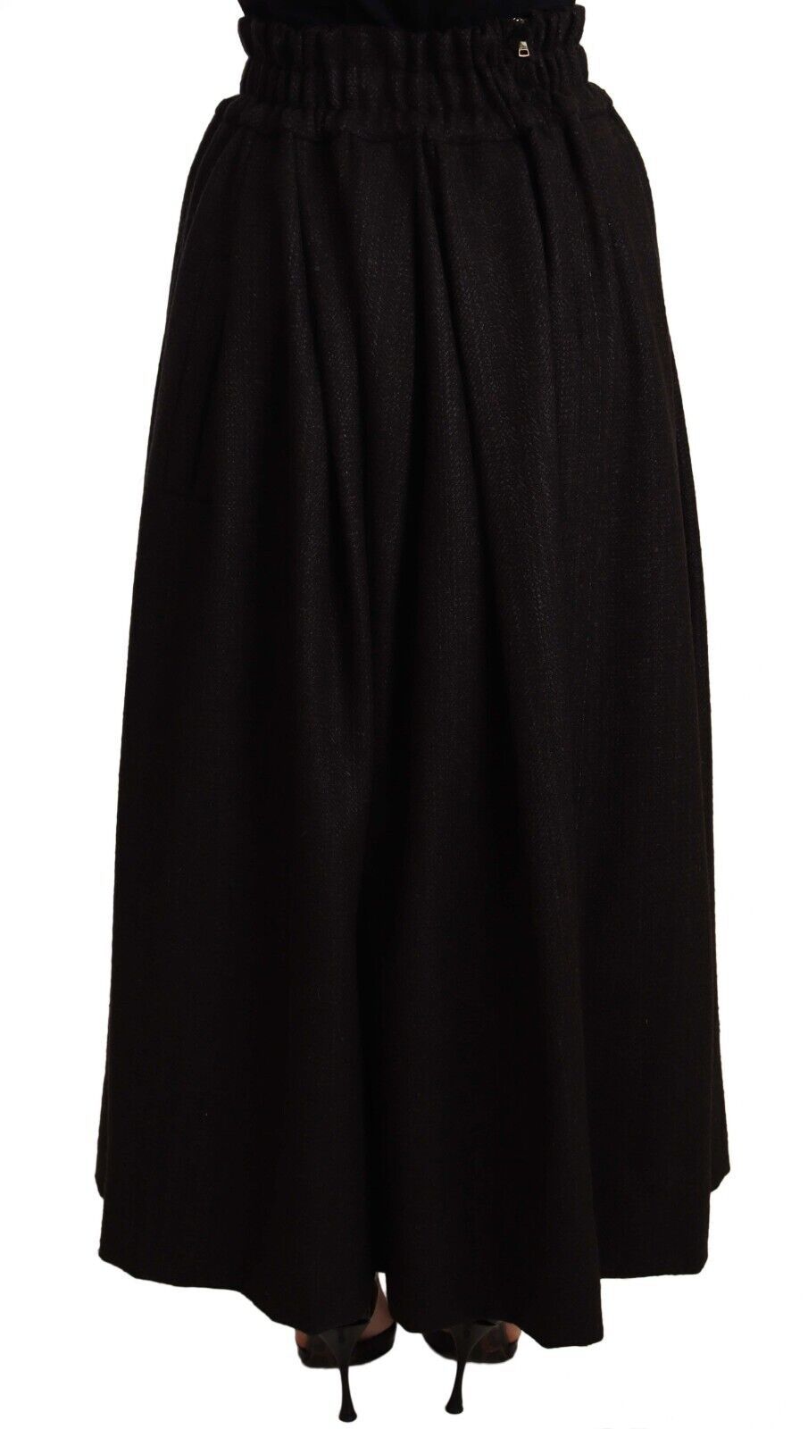 Dolce &amp; Gabbana Black Wool High Waist Maxi PIECE Skirt