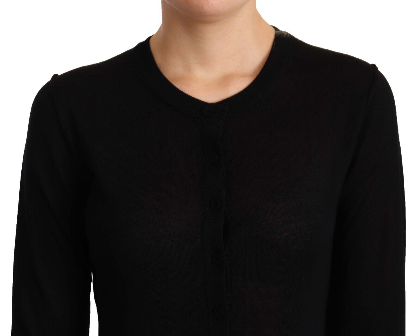 Dolce &amp; Gabbana Schwarzer Rundhalspullover STAFF Pullover Wolle