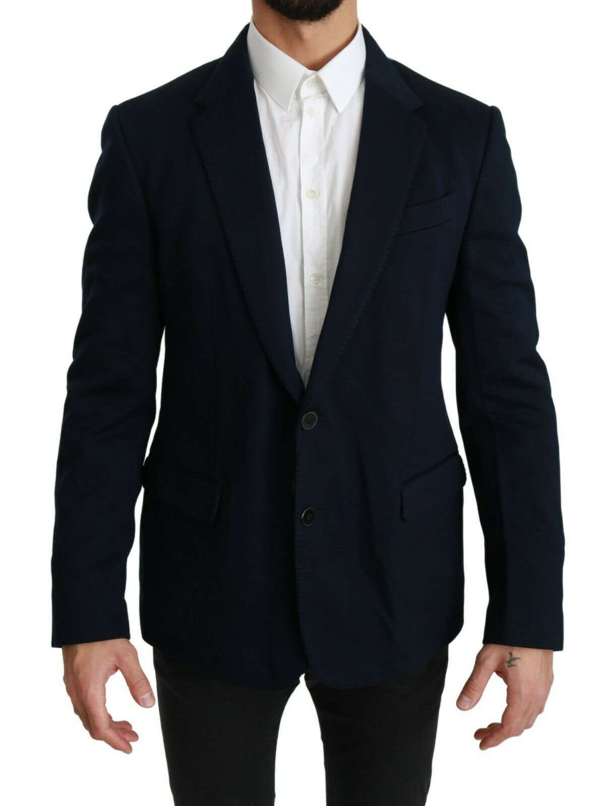 Dolce &amp; Gabbana Blauer Blazer mit Stretch-Jacke aus solider Baumwolle und Seide