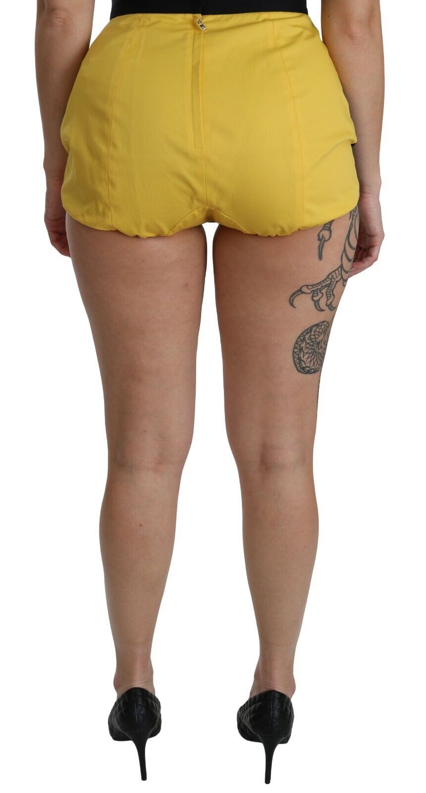 Dolce &amp; Gabbana Yellow Black Cotton Jeweled Hot Pants Shorts