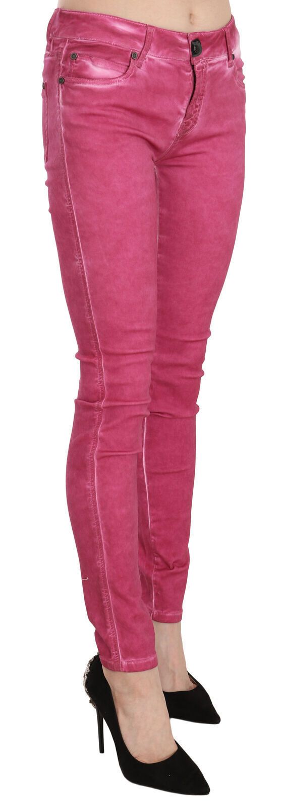 Dolce &amp; Gabbana Pink Velvet Mid Waist Skinny Trouser Pants