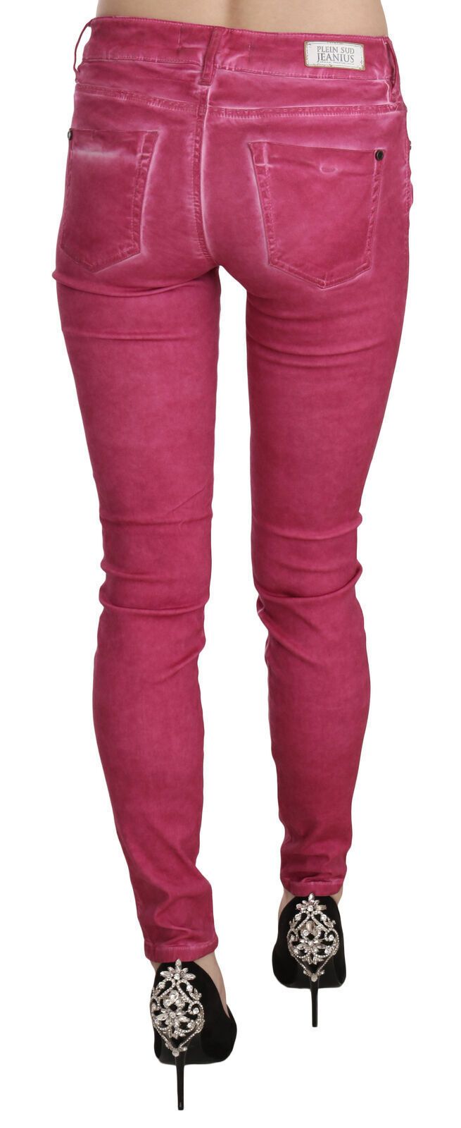 Dolce &amp; Gabbana Pink Velvet Mid Waist Skinny Hose