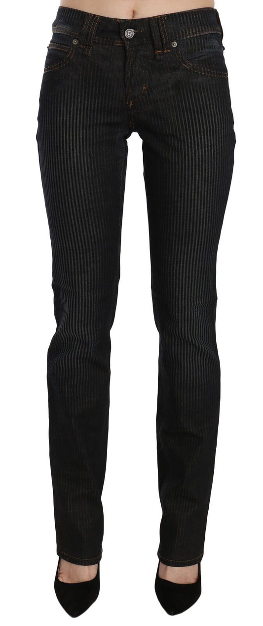 John Galliano Schwarze Cord-Denim-Freizeithose mit mittlerer Taille und schmaler Passform