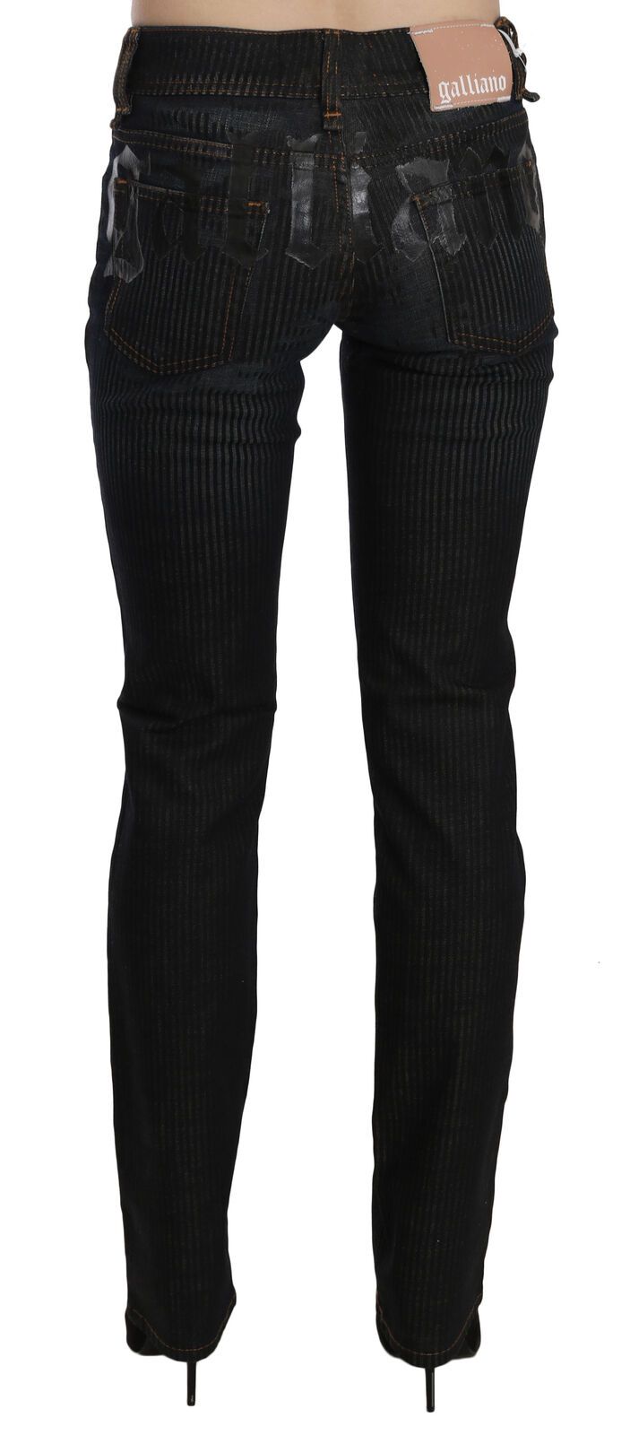 John Galliano Schwarze Cord-Denim-Freizeithose mit mittlerer Taille und schmaler Passform