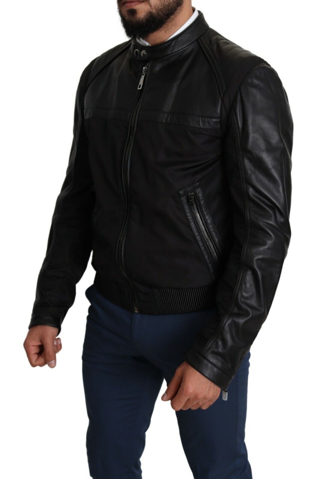 Dolce &amp; Gabbana Black Nylon Full Zip Men Bomber Coat Jacket