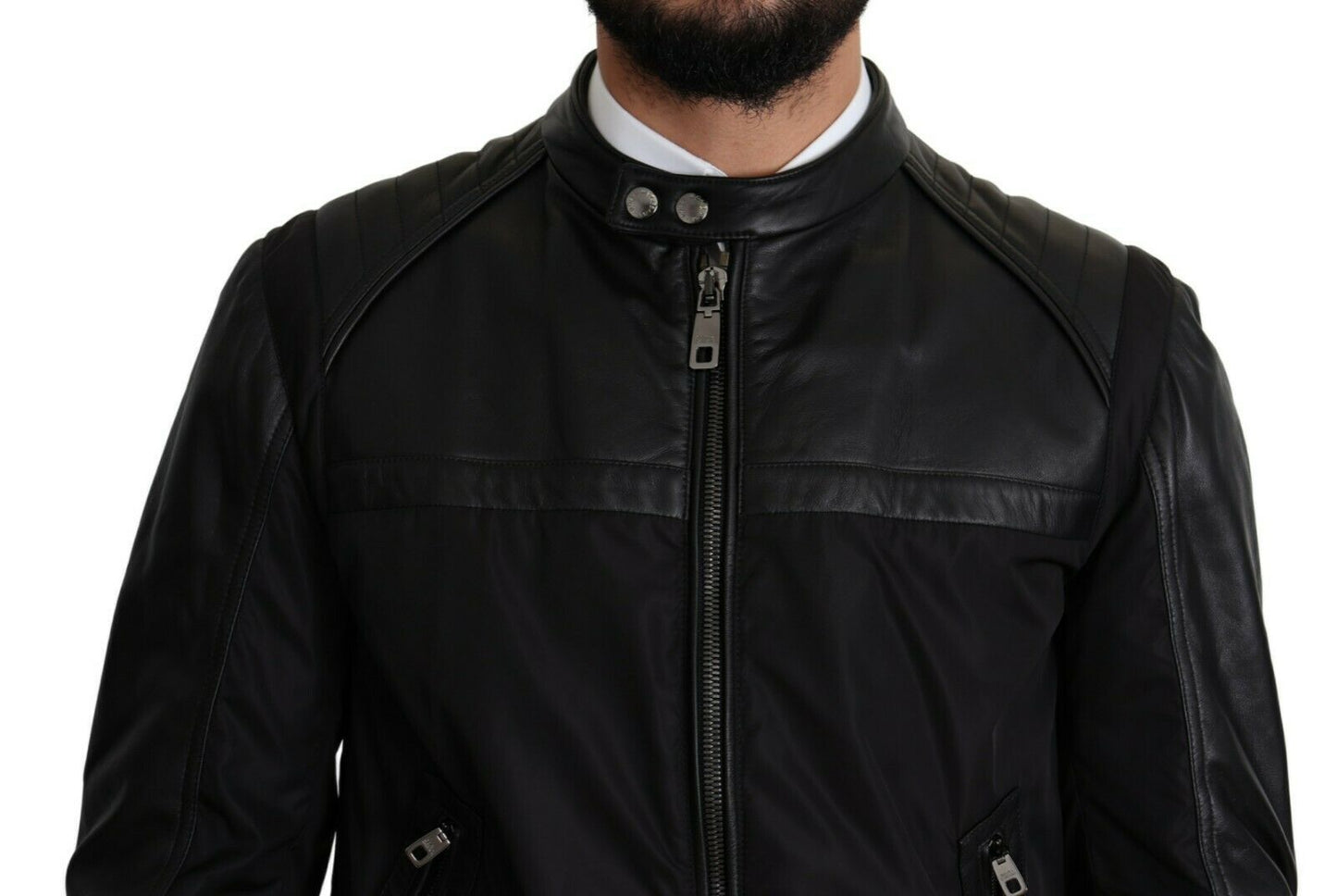 Dolce &amp; Gabbana Black Nylon Full Zip Men Bomber Coat Jacket