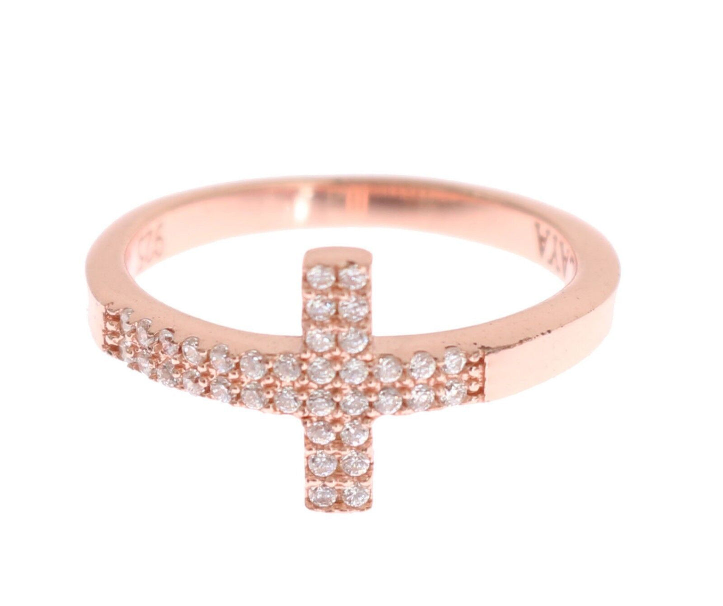 Nialaya Roségold 925 Silber Damen-Kreuz-CZ-Ring