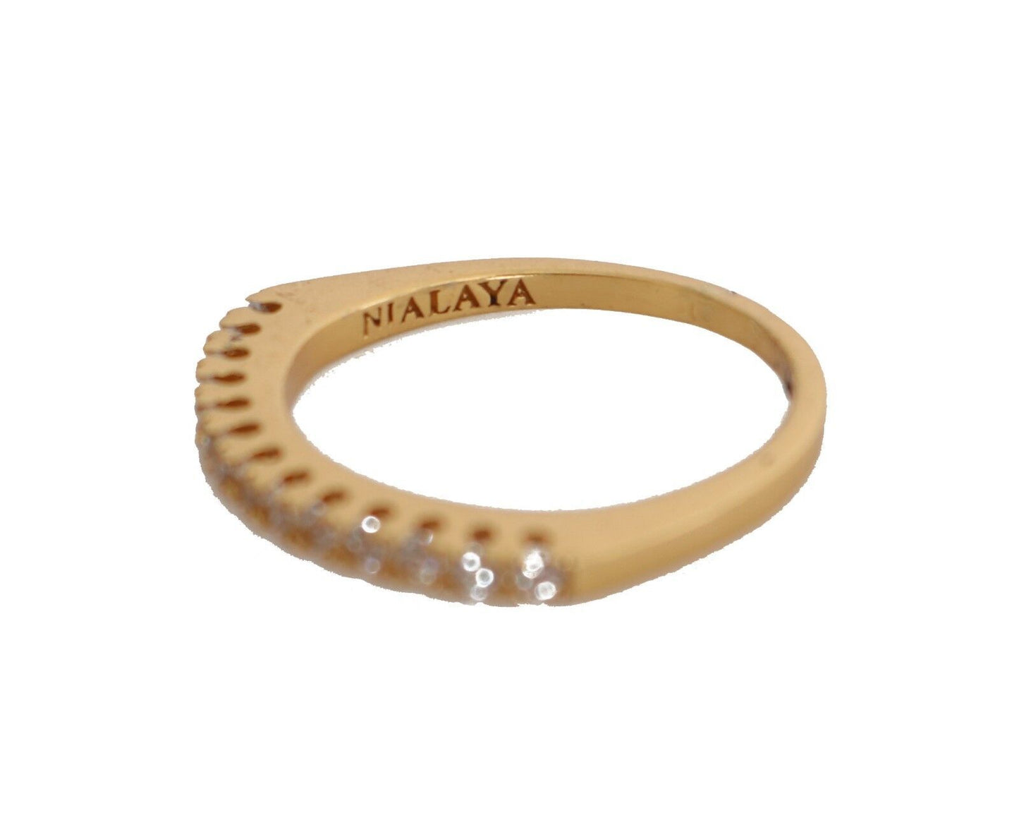 Nialaya Gold Authentic Damen-Ring aus 925er-Silber mit klarem CZ und klarem CZ