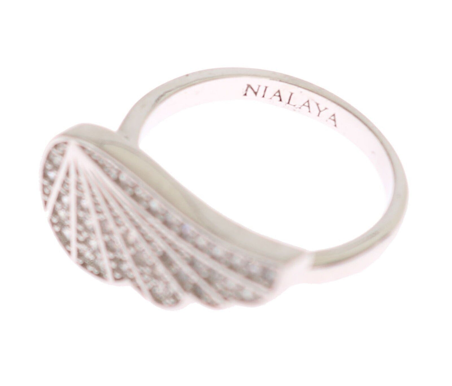 Nialaya Silver Damen-Ring aus 925er-Silber mit klarem CZ-Flügel