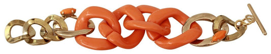 Ermanno Scervino Gold Orange Chain Malapad na Brass Plastic Bracelet