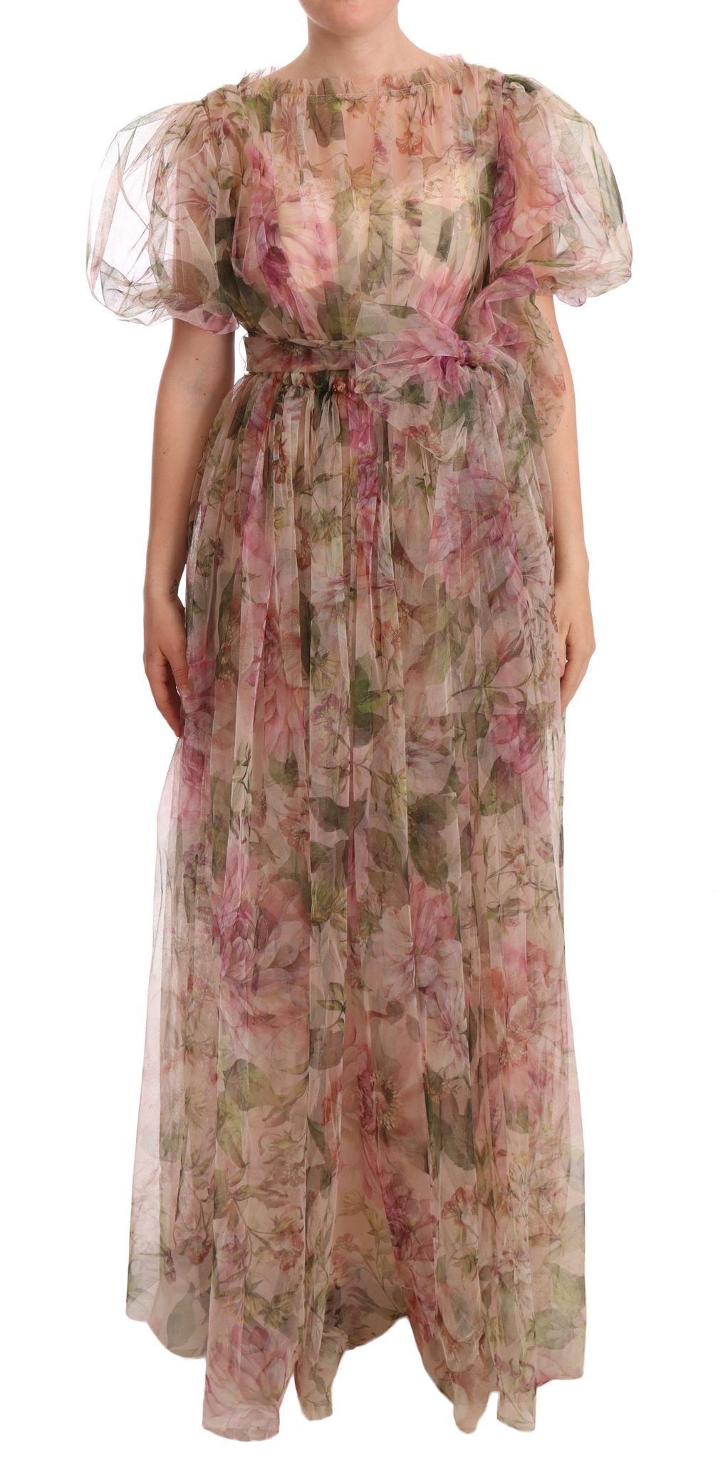 Dolce &amp; Gabbana Multicolor Floral Print Long Maxi Gown Dress