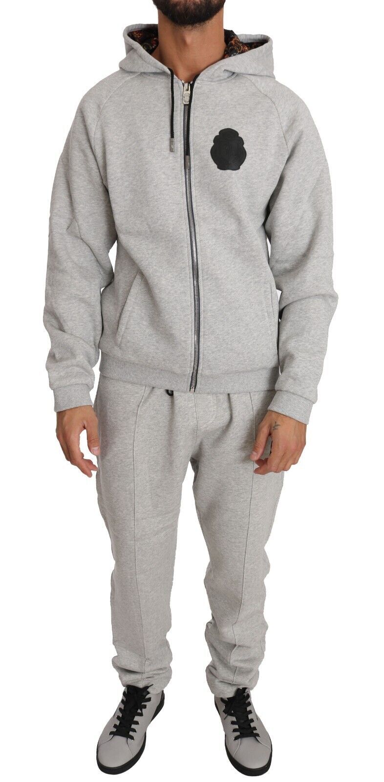 Billionaire Italian Couture Elegant Gray Italian Cotton Sweatsuit