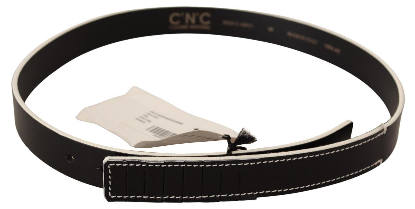 Costume National Black White Leather Fashion Waist Belt